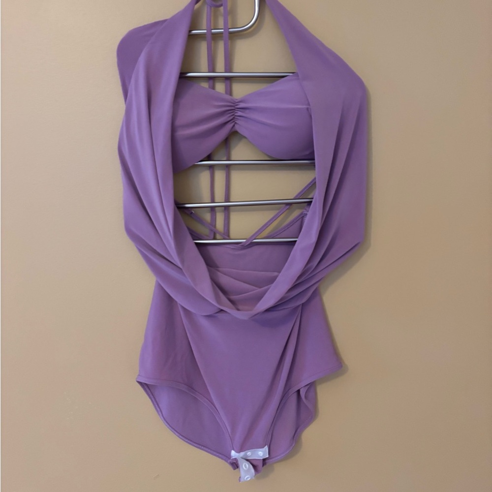 ZYM Purple Halter Dance Bodysuit